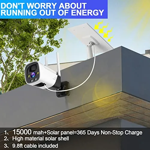 2K Security Cameras Wireless Outdoor Solar Battery