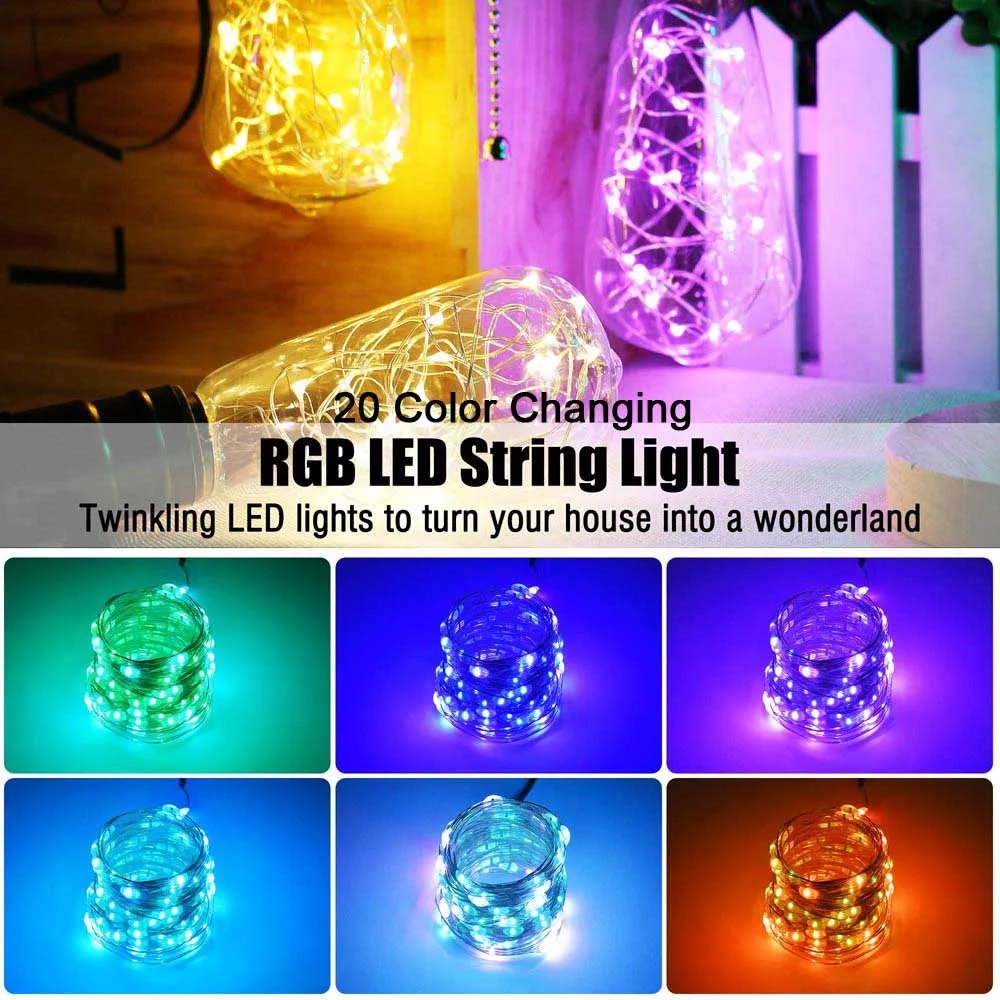 33ft Bluetooth APP Control String Light with Remote USB Powered