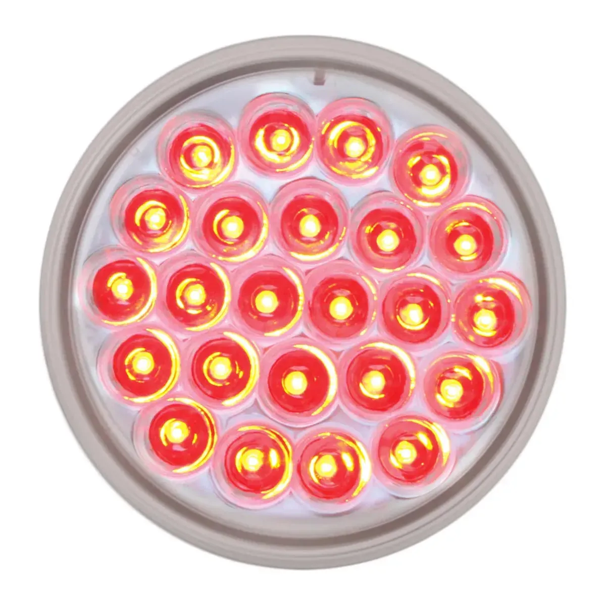 4" PEARL RED/CLEAR 24-LED 6-PULSE STROBE LIGHT, 9V-36V