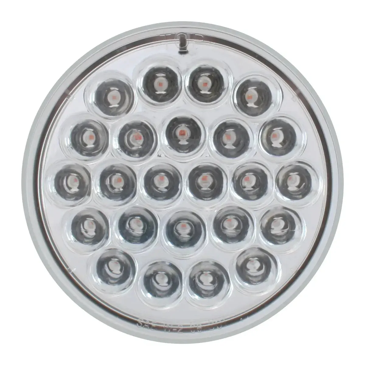 4" PEARL RED/CLEAR 24-LED 6-PULSE STROBE LIGHT, 9V-36V