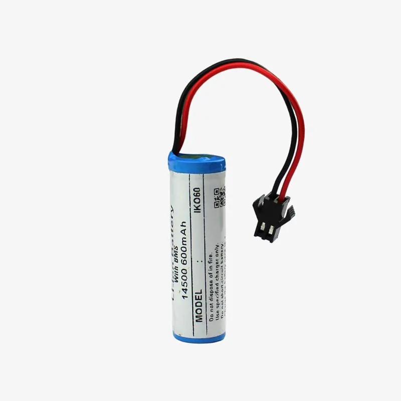 600mAh 3.7V 14500 Li-ion Battery with BMS and SM Connector