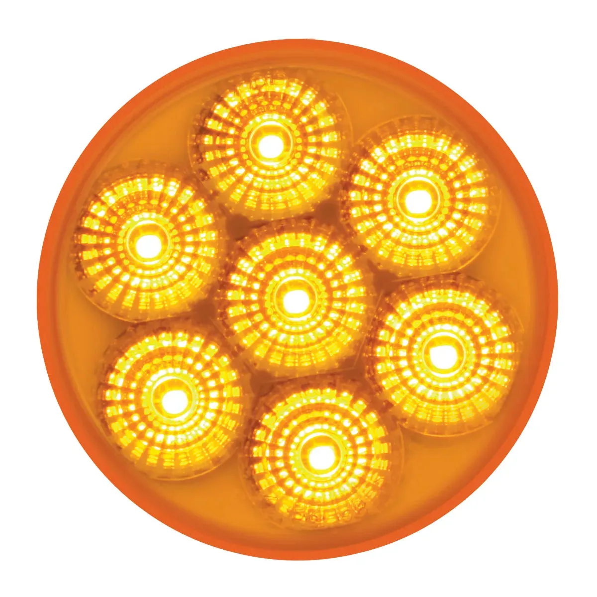 76660BP 2.5" LOW PROFILE SPYDER AMBER 7 LED MARKER LIGHT, AMBER LENS