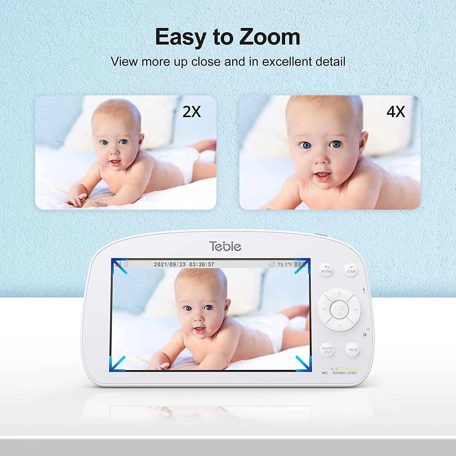 Baby Monitor with Camera and Audio, No WiFi with 720P HD Display Night Vision