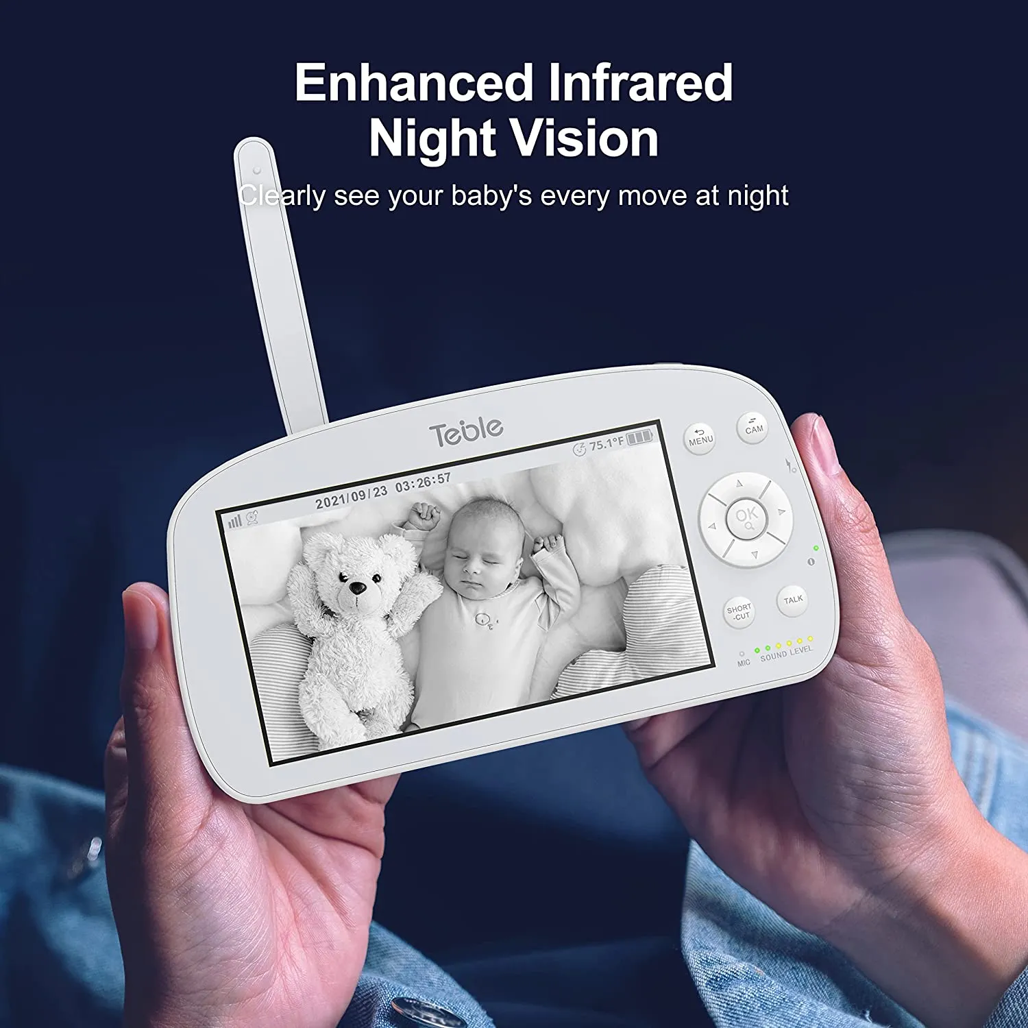 Baby Monitor with Camera and Audio, No WiFi with 720P HD Display Night Vision