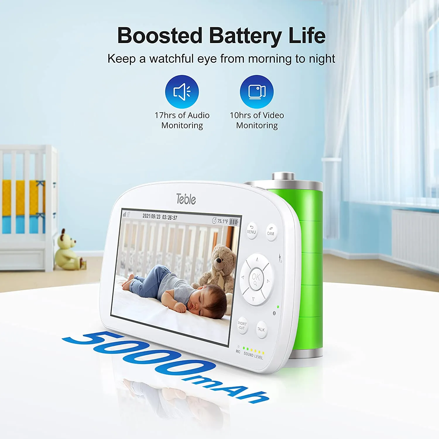 Baby Monitor with Camera and Audio, No WiFi with 720P HD Display Night Vision