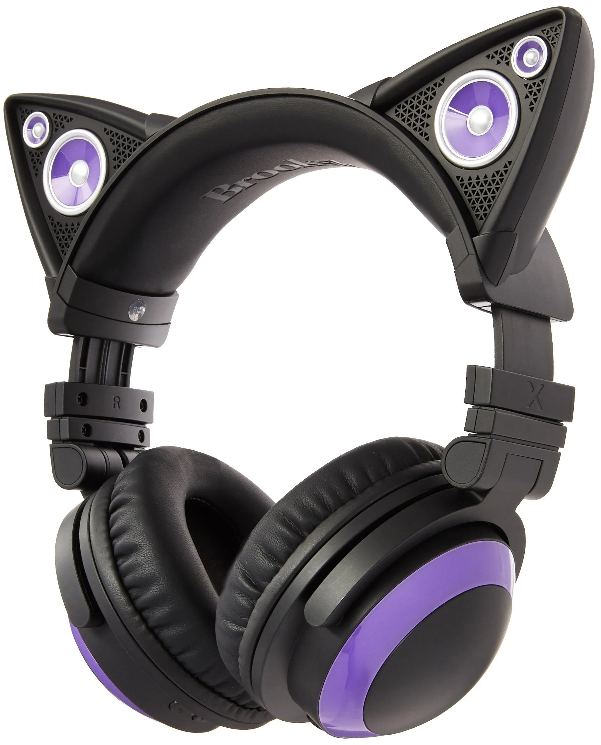 Brookstone Wired Purple Cat Ear Headphones with External