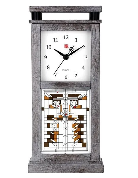 Bulova Frank Lloyd Wright Waterlilies Blutooth Enabled Mantel Clock - Gray Stain