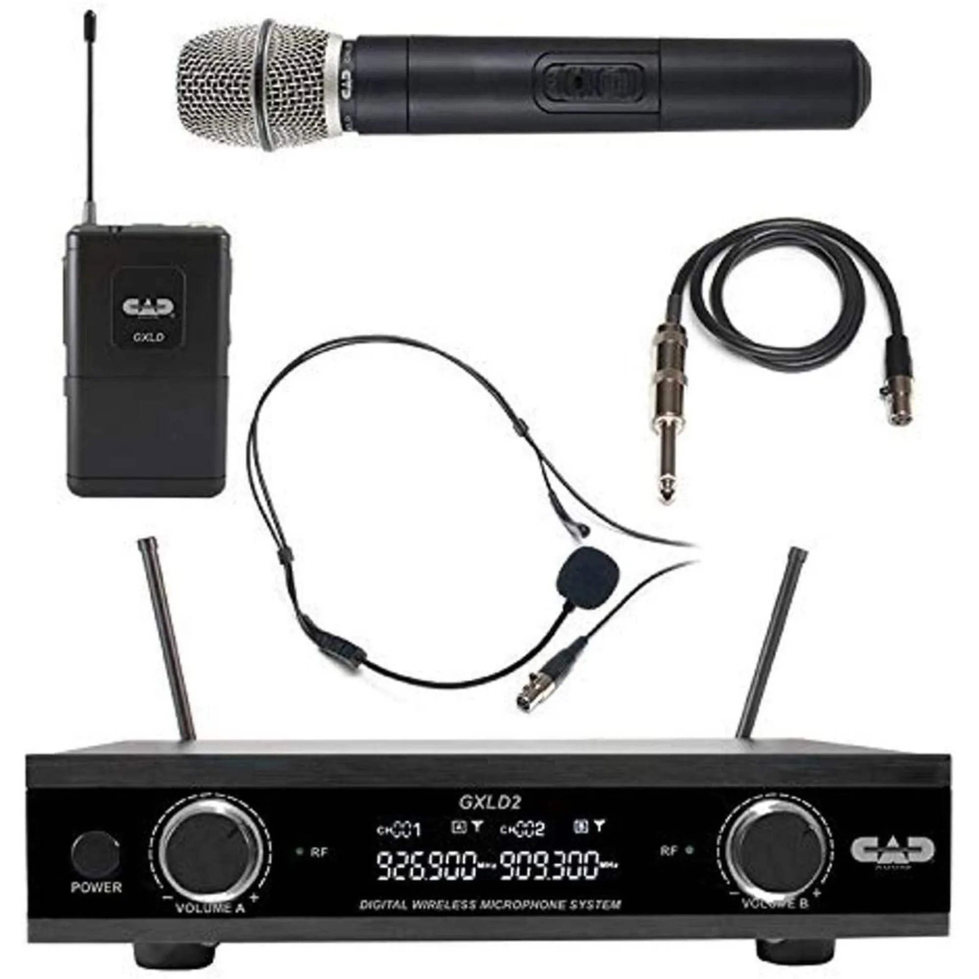 CAD Audio GXLD2HBAI Digital Dual-Channel Wireless Combo Handheld and Bodypack Microphone System, AI Frequency