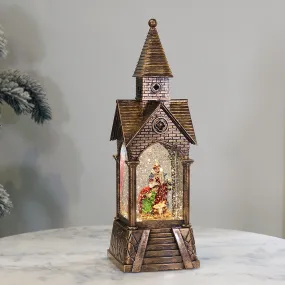 Christmas Musical Water Lantern Church w/ Nativity Scene Swirling Confetti LED Light