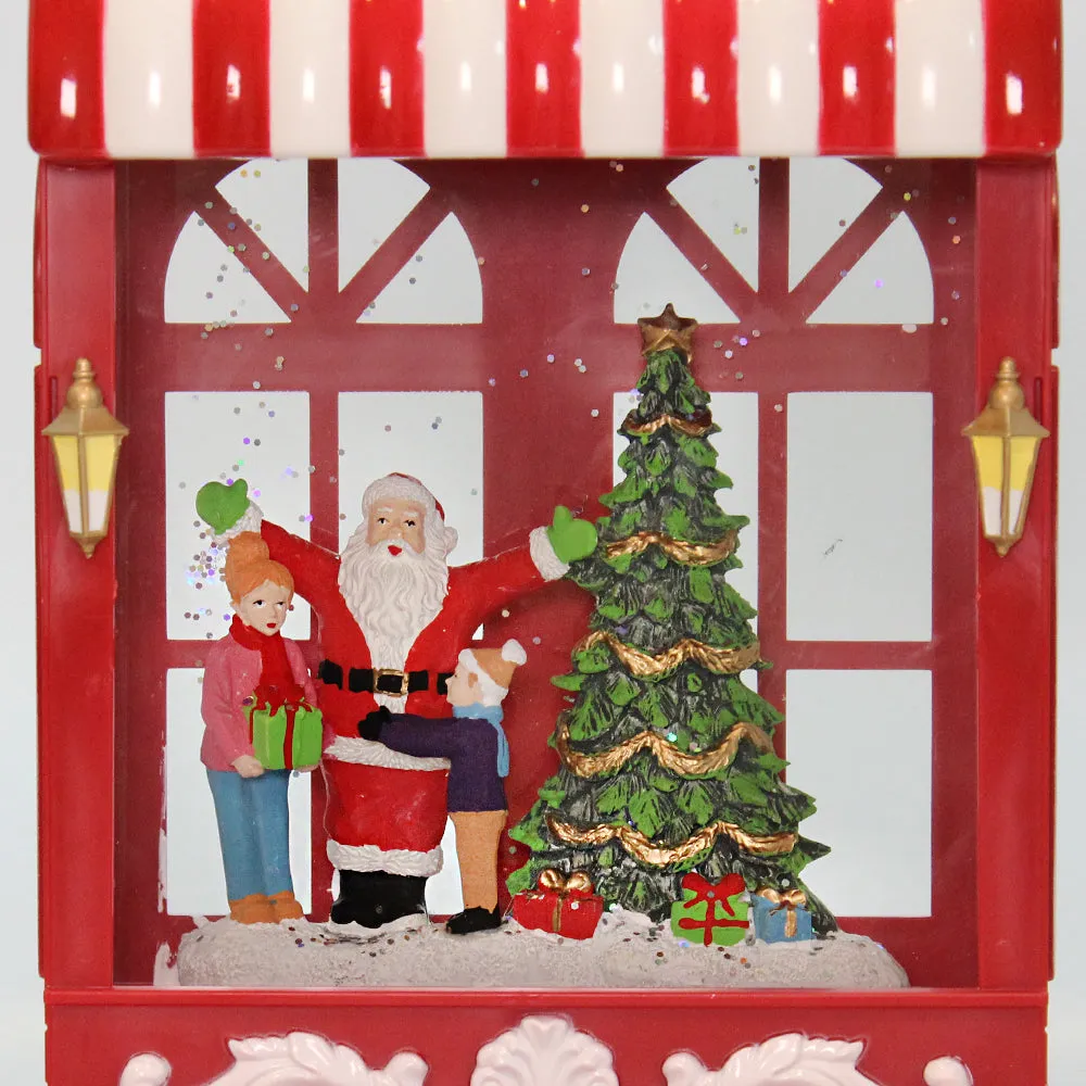 Christmas Musical Water Lantern Santa's Shop with Swirling Confetti LED Lights