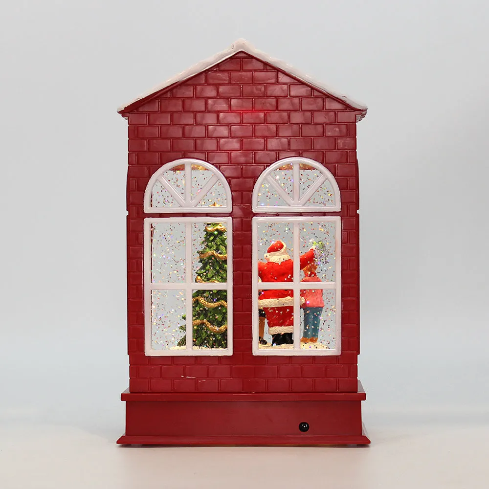 Christmas Musical Water Lantern Santa's Shop with Swirling Confetti LED Lights