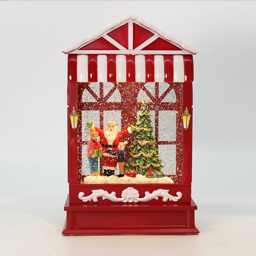 Christmas Musical Water Lantern Santa's Shop with Swirling Confetti LED Lights