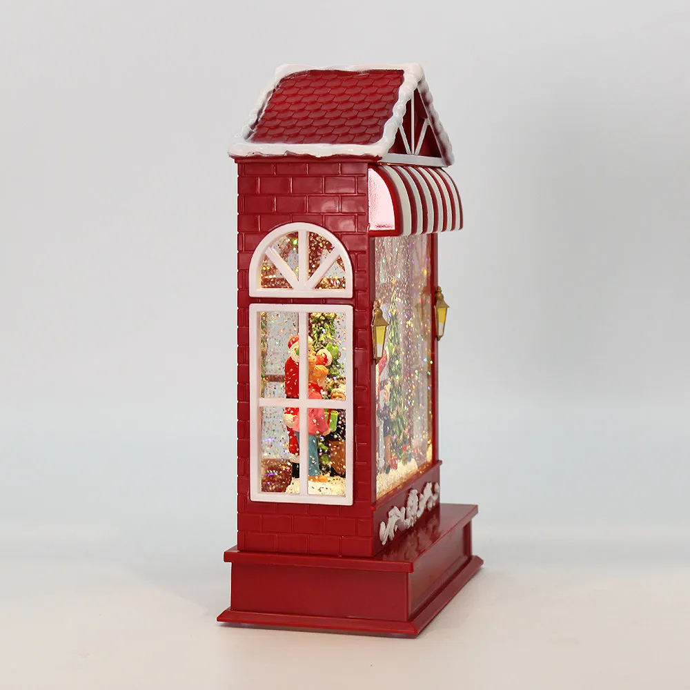 Christmas Musical Water Lantern Santa's Shop with Swirling Confetti LED Lights