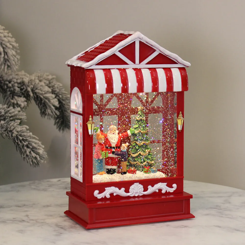 Christmas Musical Water Lantern Santa's Shop with Swirling Confetti LED Lights