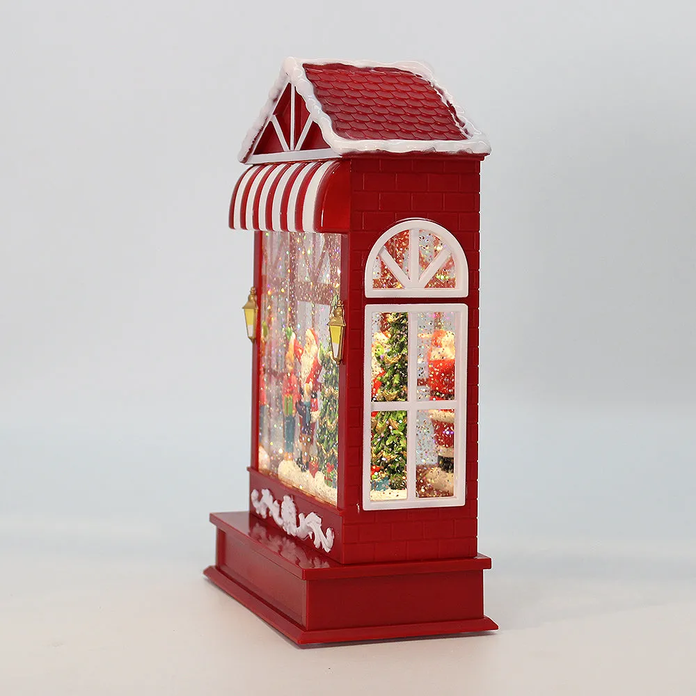 Christmas Musical Water Lantern Santa's Shop with Swirling Confetti LED Lights