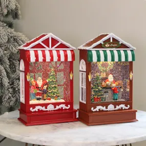 Christmas Musical Water Lantern Santa's Shop with Swirling Confetti LED Lights