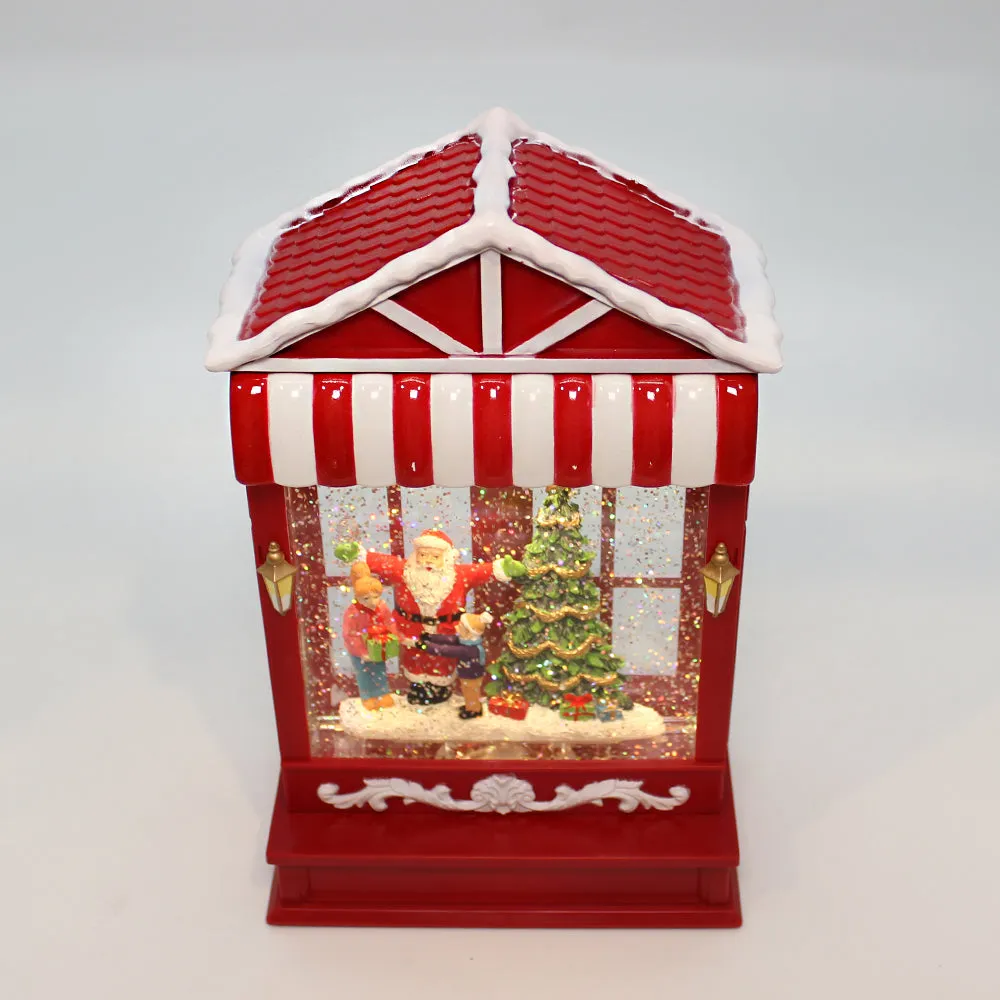 Christmas Musical Water Lantern Santa's Shop with Swirling Confetti LED Lights