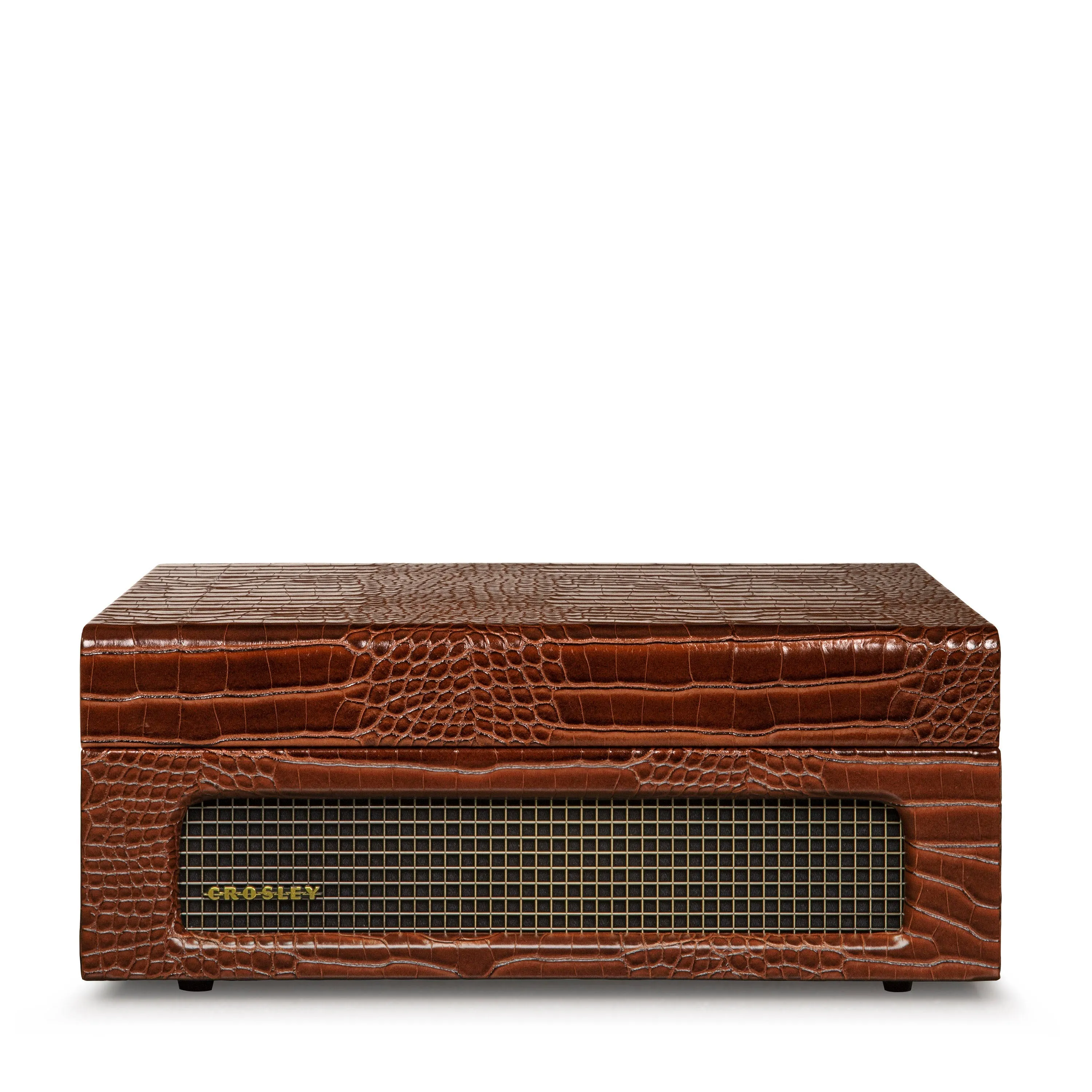 Crosley Voyager Bluetooth Portable Turntable - Brown Croc   Bundled Crosley Record Storage Display Stand