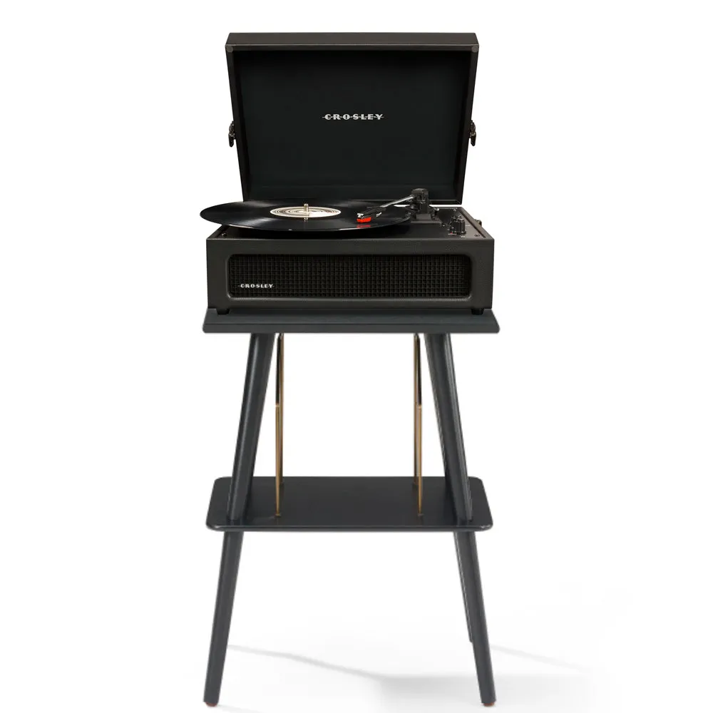 Crosley Voyager Bluetooth Portable Turntable   Entertainment Stand Bundle - Black