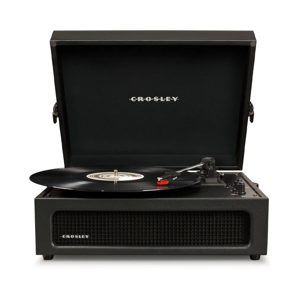 Crosley Voyager Bluetooth Portable Turntable   Entertainment Stand Bundle - Black