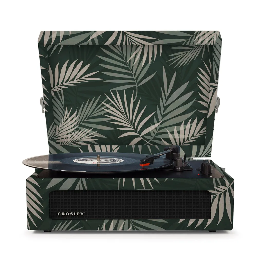 Crosley Voyager Bluetooth Portable Turntable   Entertainment Stand Bundle - Botanical