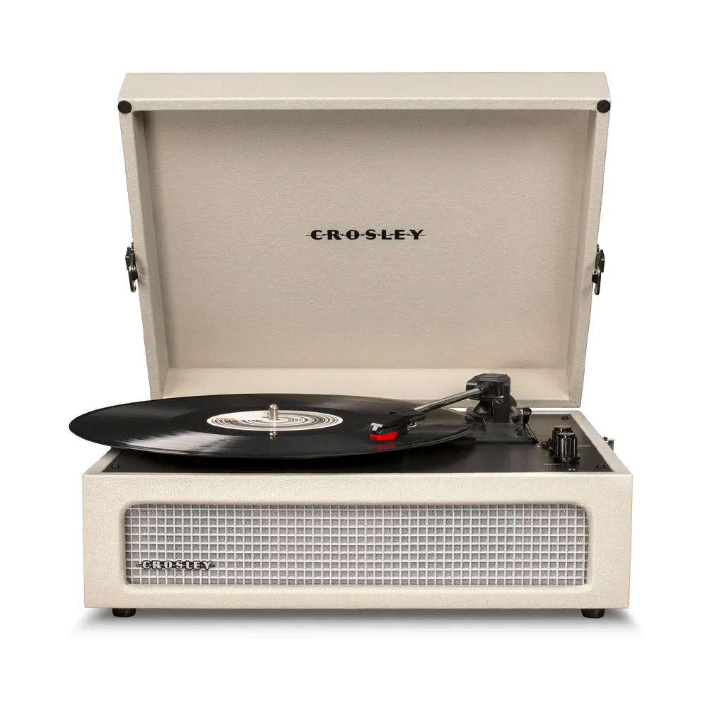 Crosley Voyager Bluetooth Portable Turntable   Entertainment Stand Bundle - Dune