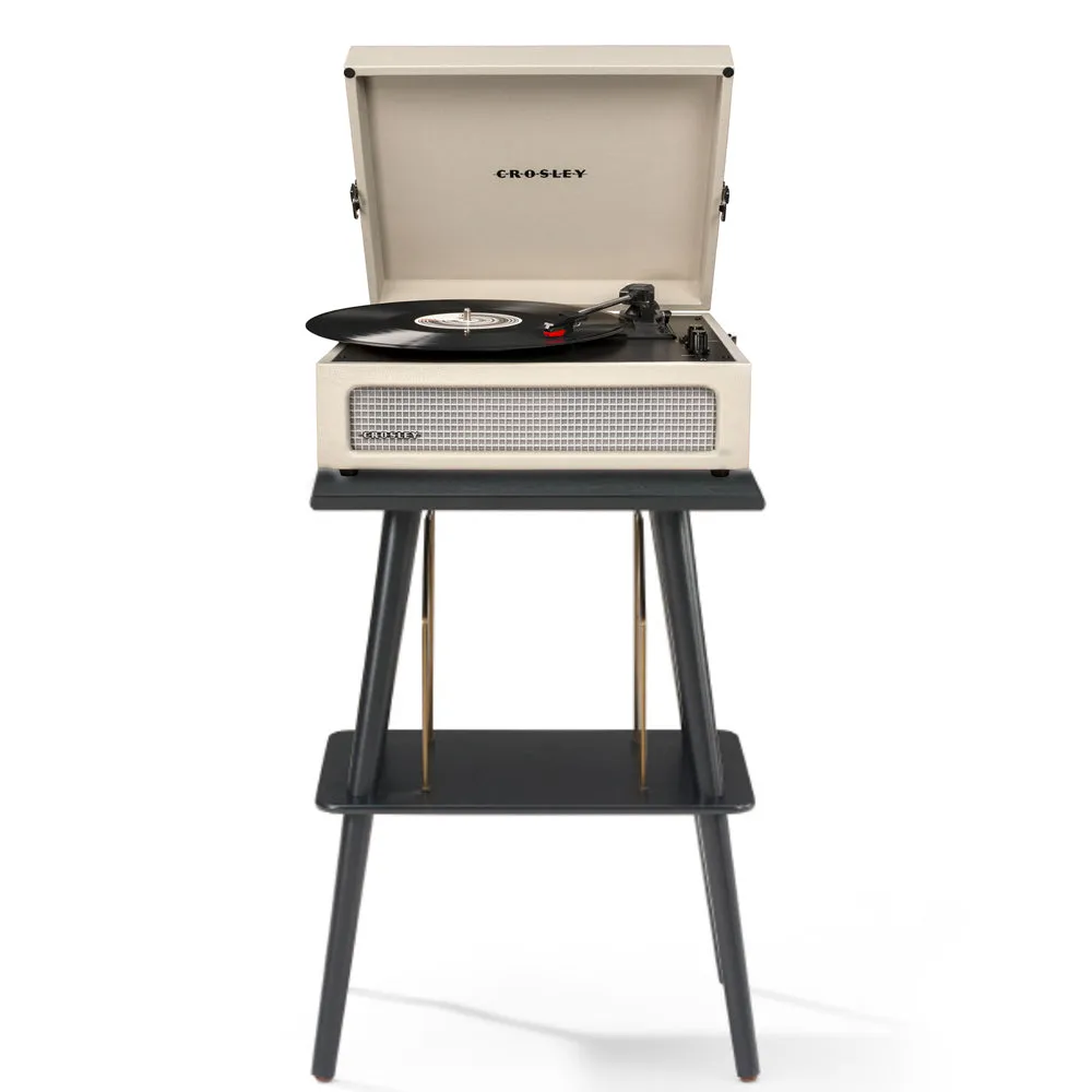 Crosley Voyager Bluetooth Portable Turntable   Entertainment Stand Bundle - Dune