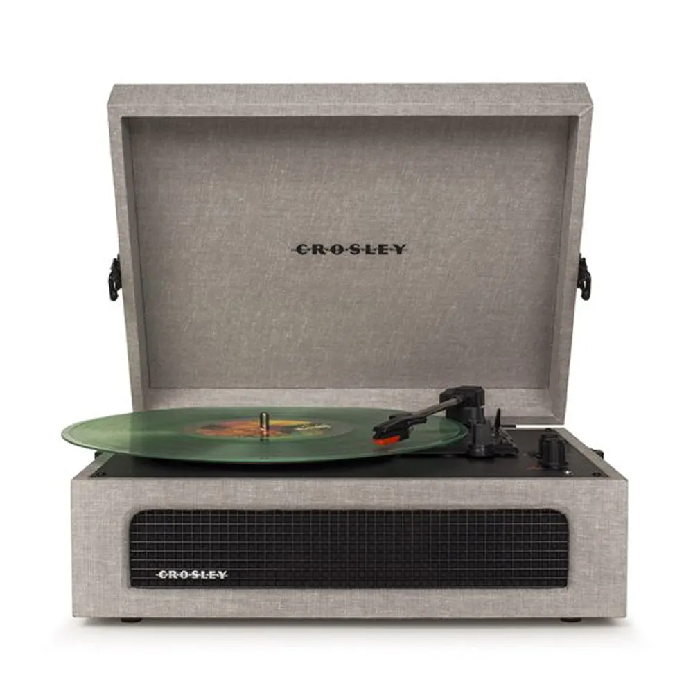 Crosley Voyager Bluetooth Portable Turntable - Grey   Bundled Majority D40 Bluetooth Speakers - Black