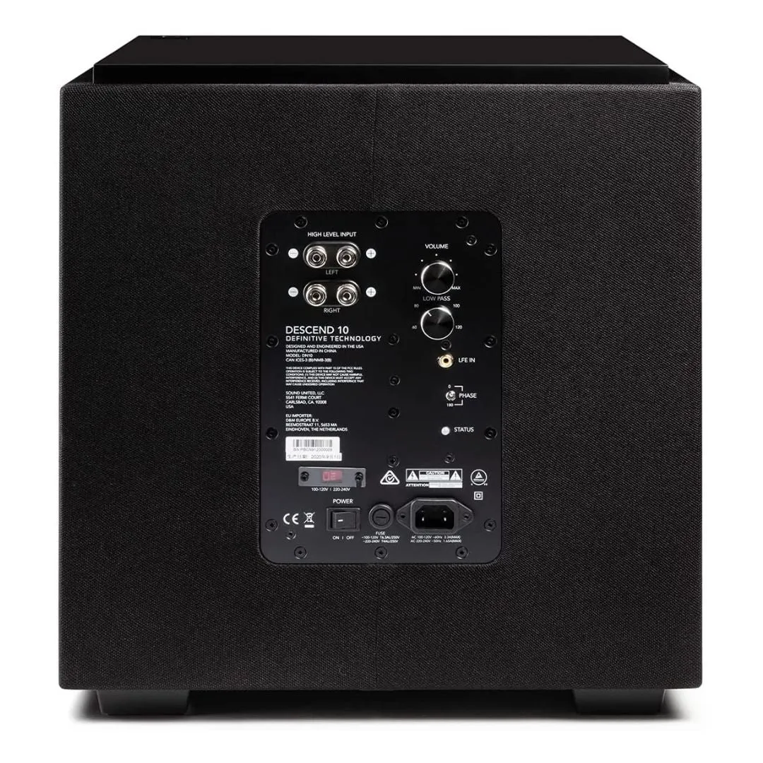 Definitive Technology Descend DN10 High Performance 500W Powered Subwoofer (Unit)