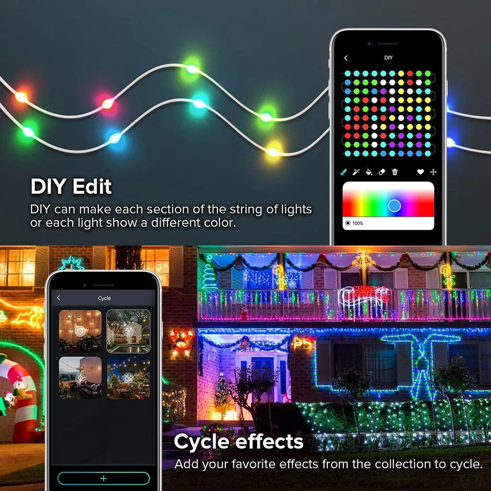 Dreamcolor Christmas Lights String BT Music WS2812B RGBIC Addressable Party Wedding Garland Outdoor USB DC5V