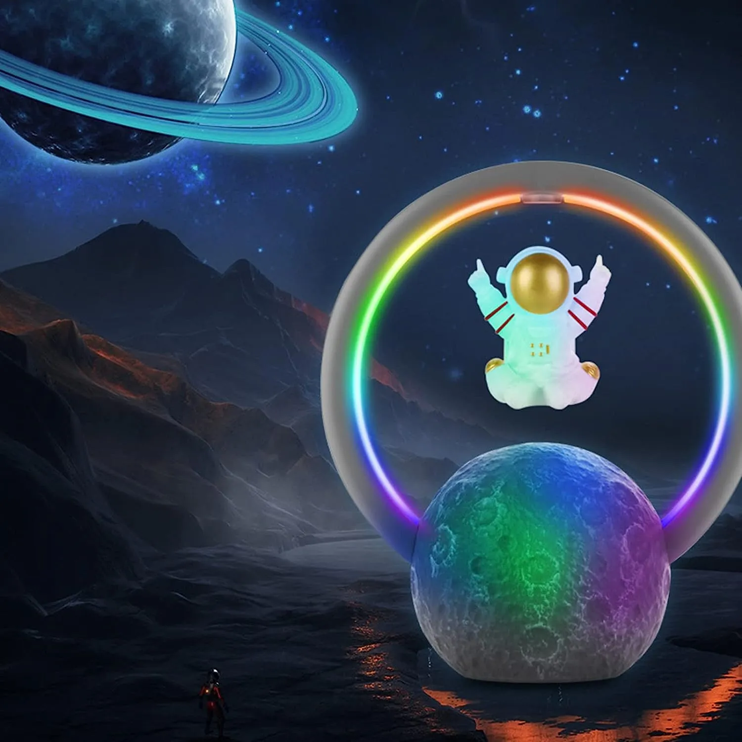 Floating Astronaut Speaker with RGB Light