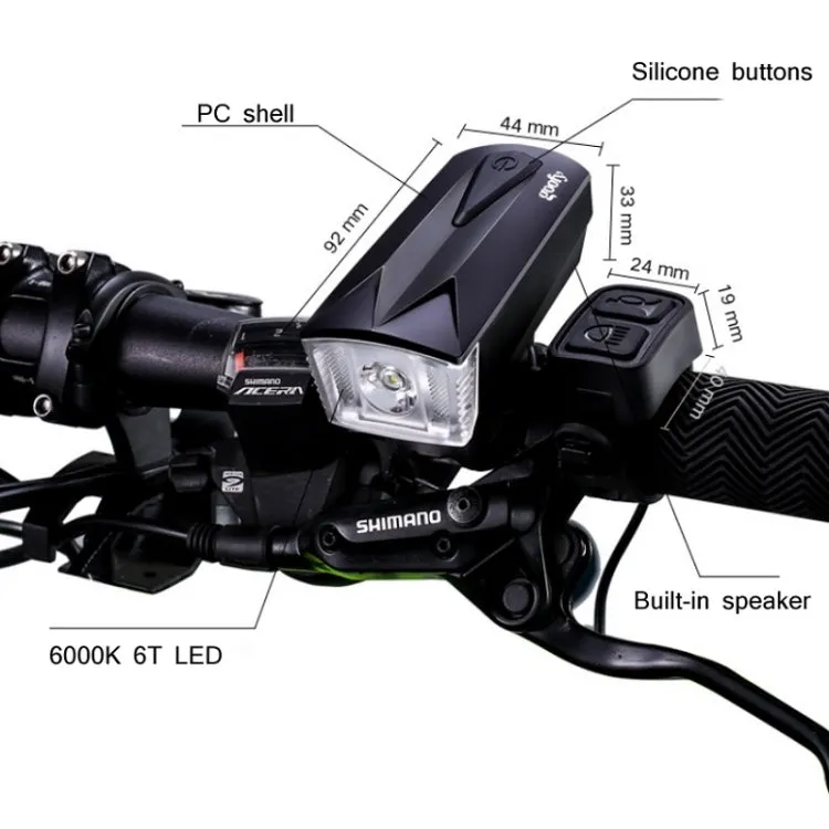 GOOFY DT-6103 Bicycle Horn Light Mountain Bike Front Light Warning Light Specification: Battery (3 Watt Black)