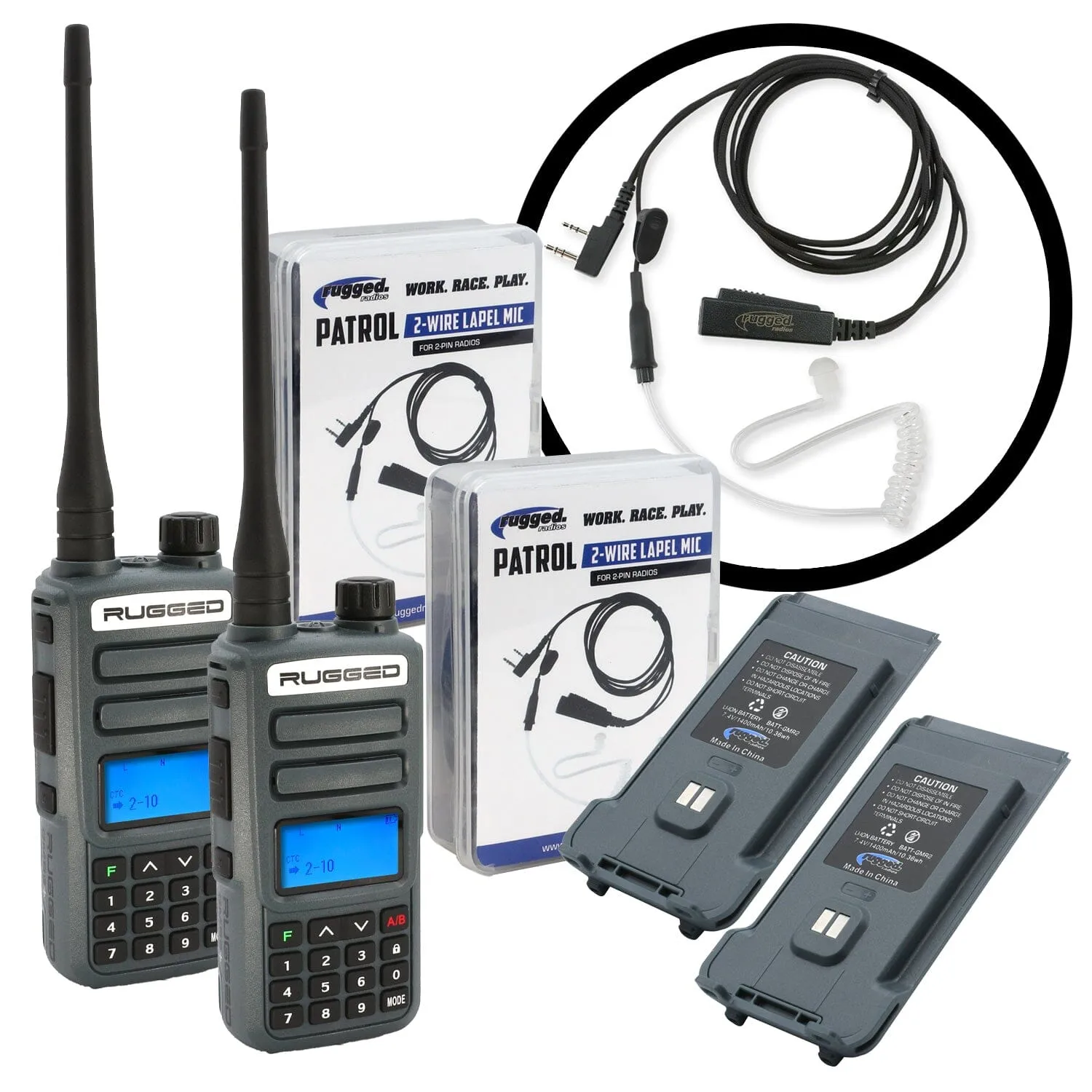 GREAT OUTDOORS PACK - GMR2 PLUS - GMRS / FRS Two Way Handheld Radios with Accessories