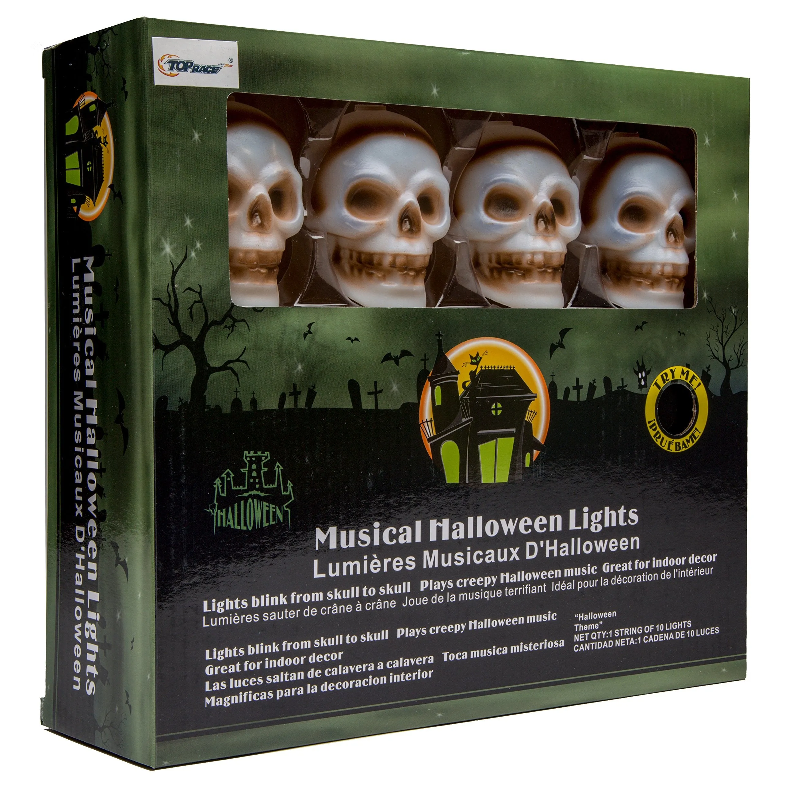 Halloween String Lights, 10 Big 3 Inch Battery Powered Jack O Lantern Blinking