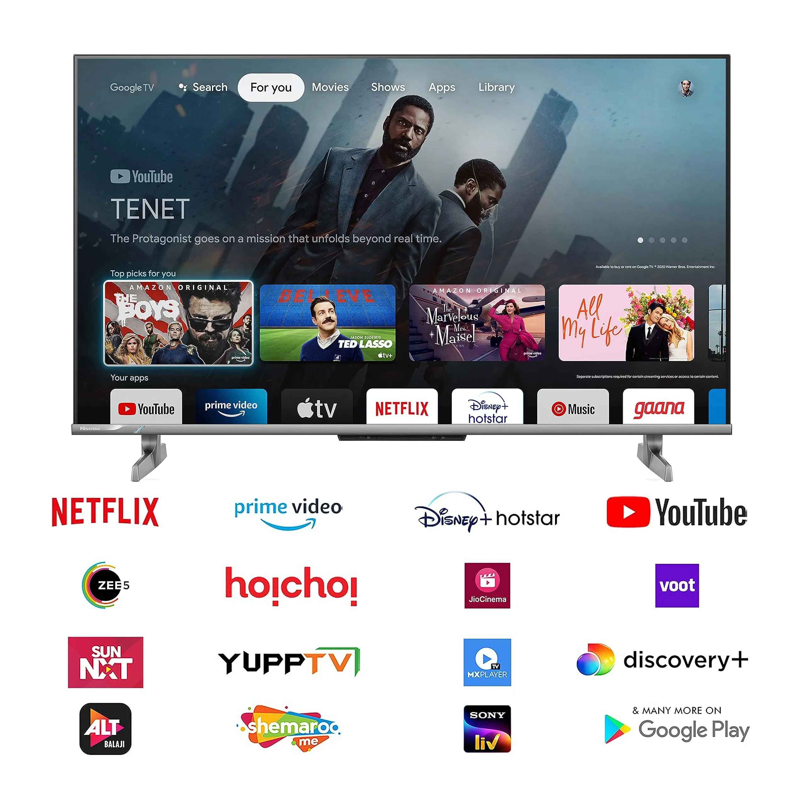 Hisense 139 cm (55 inches) 4K Ultra HD Smart QLED Google TV 55U6K (Gray)