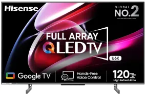 Hisense 139 cm (55 inches) 4K Ultra HD Smart QLED Google TV 55U6K (Gray)