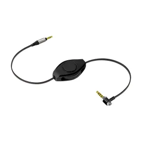 Mic Aux Cable | Premier Hands-free Mic | 5 Ft Retractable Cord | Black