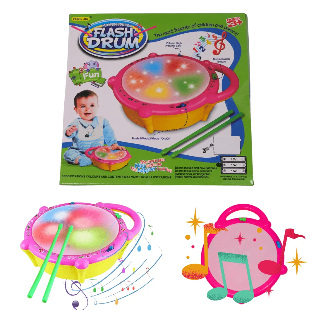 Musical Flash Drum with 3D Lights for Babies