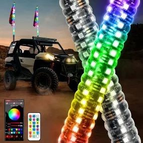 New 3.8FT LED RGB Whip Lights with Turn Signal & Brake Light, Bluetooth APP/ Remote Control