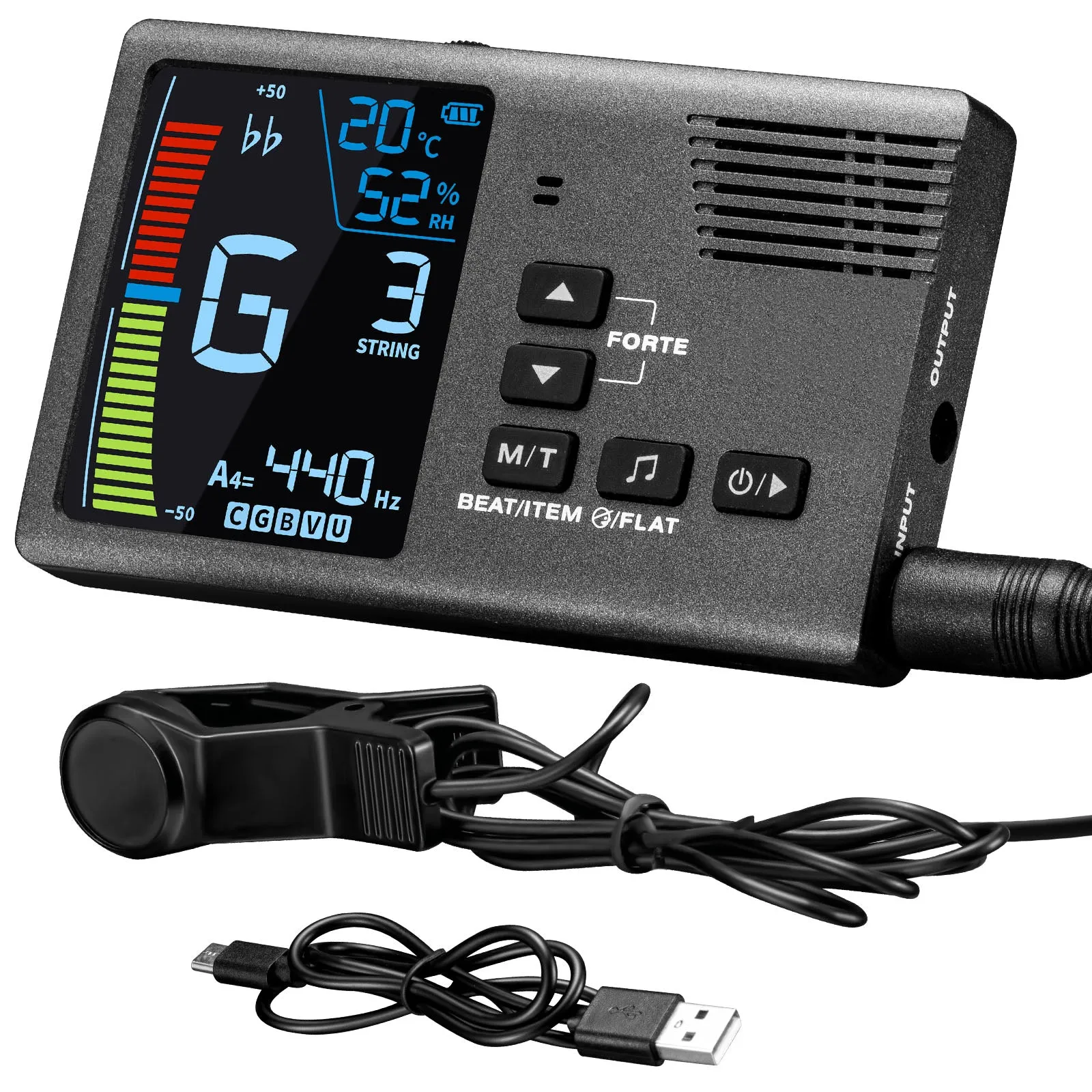 POGOLAB 5 in 1 Digital Metronome Tuner Temperature Humidity w/ Clip Pickup Guitar Bass