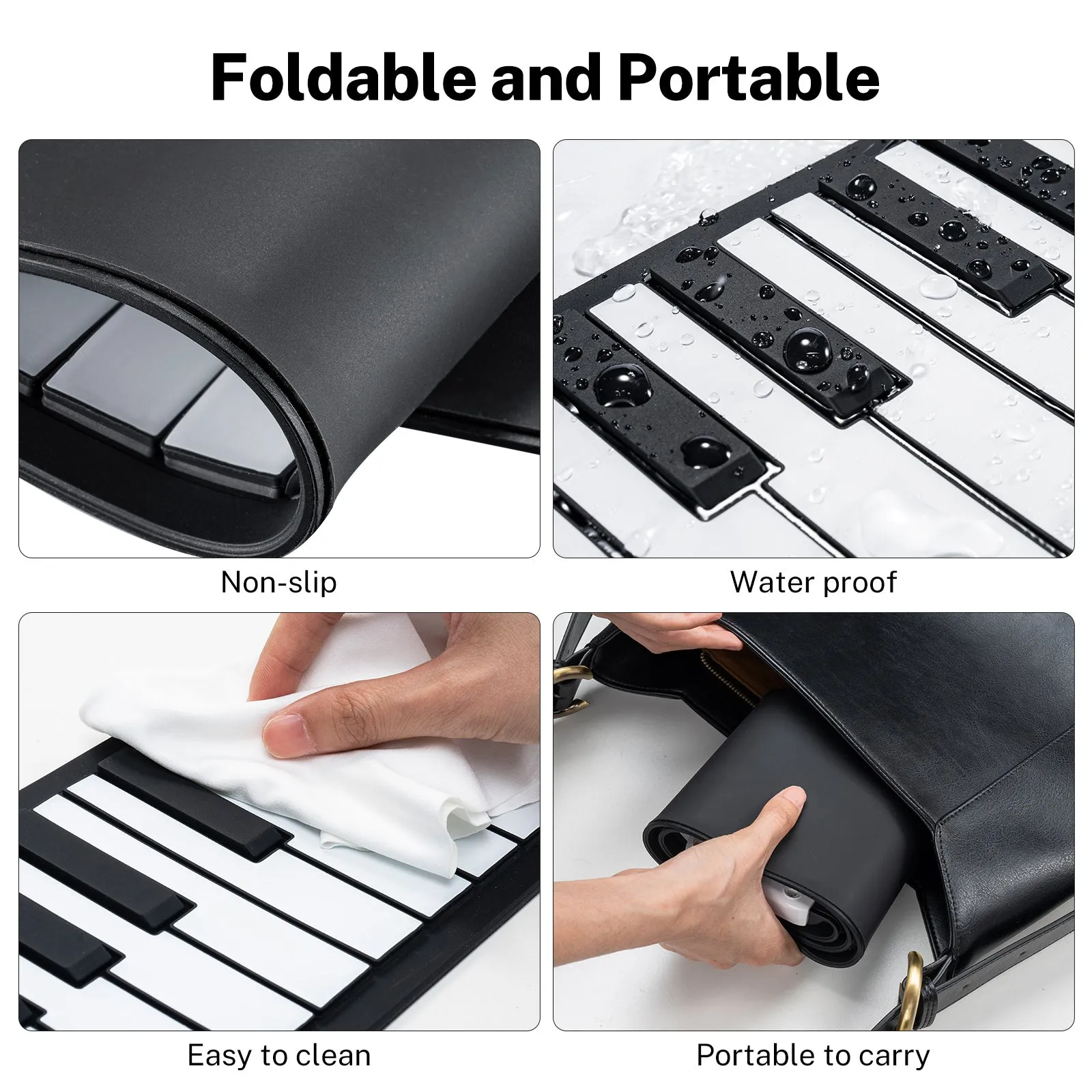 POGOLAB PF49 Roll Up 49 Key Digital Keyboard Piano Rechargeable