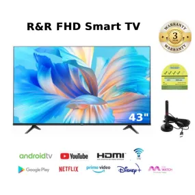 R&R FHD Android 12 Smart TV with Google TV,Netflix,Youtube,Google Play 43 inch