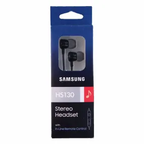 Samsung Wired Stereo Headset Headphones with In-Line Microphone HS130 - Black