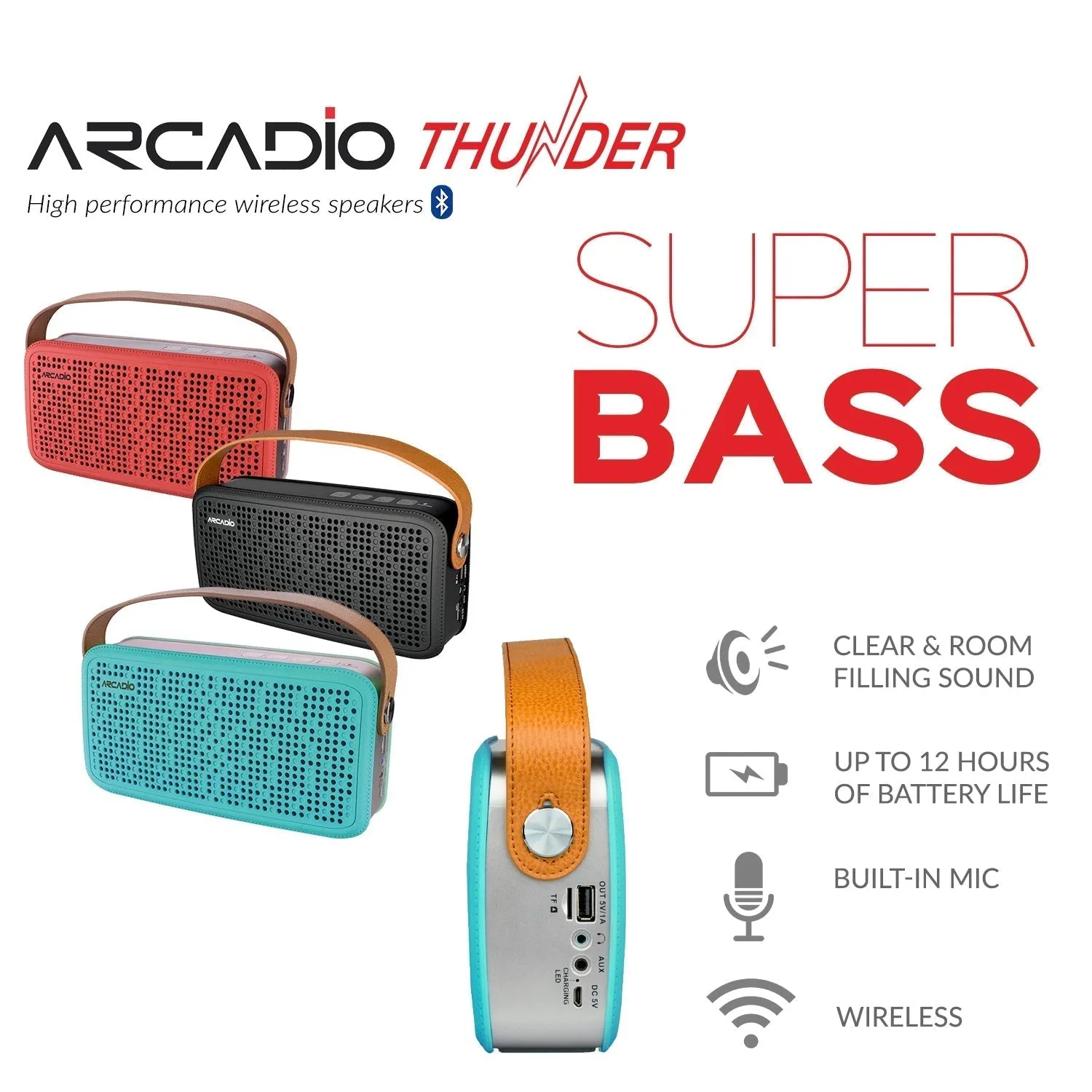 THUNDER - Portable Bluetooth Speaker - Aqua Green