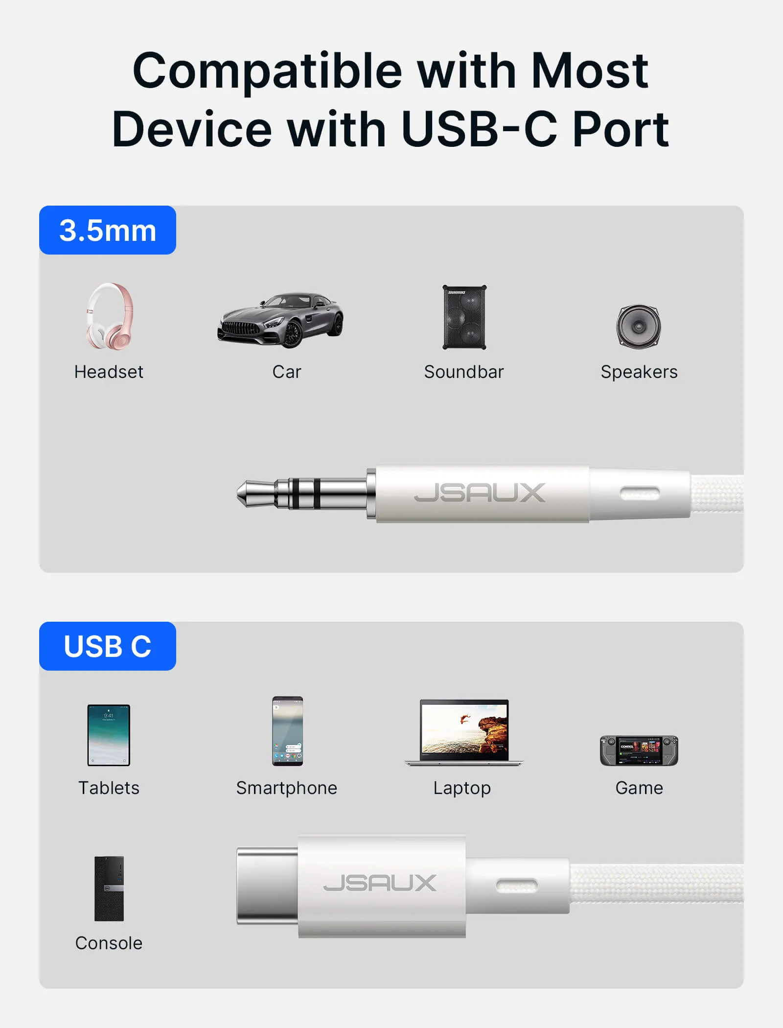 USB-C to 3.5mm Spring Audio Cable